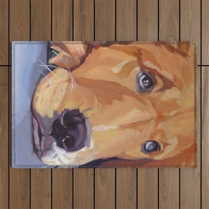 Golden Retriever Dog Portrait Outdoor Rug Gallery Image 1