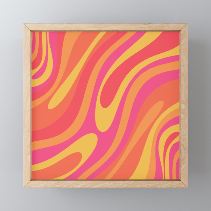 Wavy Loops Retro Abstract Pattern in Hot Pink Magenta Orange Mustard Mini Art Print Gallery Image 1