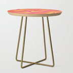 Wavy Loops Retro Abstract Pattern in Hot Pink Magenta Orange Mustard Side Table Gallery Image 1