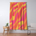 Wavy Loops Retro Abstract Pattern in Hot Pink Magenta Orange Mustard Window Curtain Gallery Image 5
