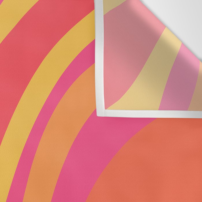 Wavy Loops Retro Abstract Pattern in Hot Pink Magenta Orange Mustard Wall Tapestry Gallery Image 3