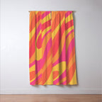 Wavy Loops Retro Abstract Pattern in Hot Pink Magenta Orange Mustard Window Curtain Gallery Image 3