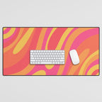 Wavy Loops Retro Abstract Pattern in Hot Pink Magenta Orange Mustard Desk Mat Gallery Image 1