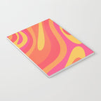 Wavy Loops Retro Abstract Pattern in Hot Pink Magenta Orange Mustard Notebook Gallery Image 3