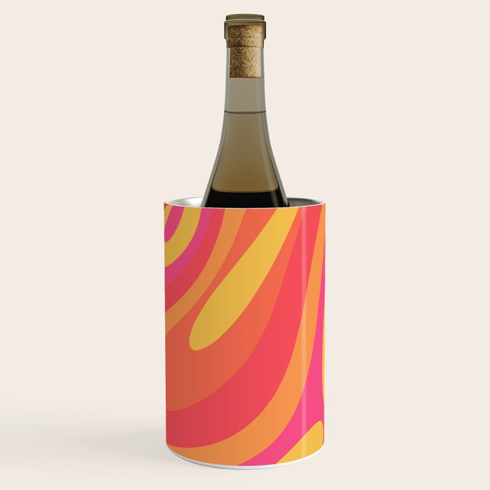 Wavy Loops Retro Abstract Pattern in Hot Pink Magenta Orange Mustard Wine Chiller Gallery Image 2