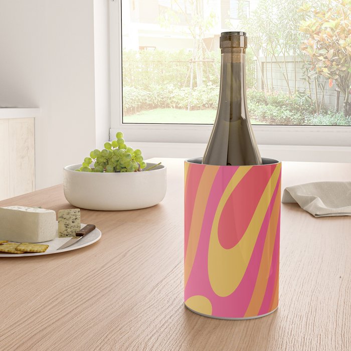 Wavy Loops Retro Abstract Pattern in Hot Pink Magenta Orange Mustard Wine Chiller Gallery Image 4