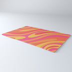Wavy Loops Retro Abstract Pattern in Hot Pink Magenta Orange Mustard Rug Gallery Image 3