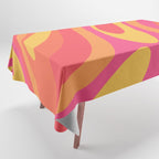 Wavy Loops Retro Abstract Pattern in Hot Pink Magenta Orange Mustard Tablecloth Gallery Image 1