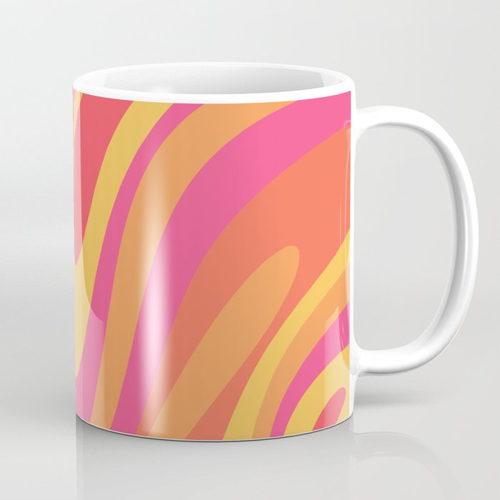 Wavy Loops Retro Abstract Pattern in Hot Pink Magenta Orange Mustard Coffee Mug Gallery Image 1
