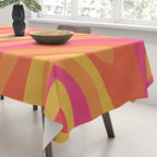 Wavy Loops Retro Abstract Pattern in Hot Pink Magenta Orange Mustard Tablecloth Gallery Image 3