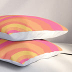 Wavy Loops Retro Abstract Pattern in Hot Pink Magenta Orange Mustard Pillow Sham Gallery Image 3