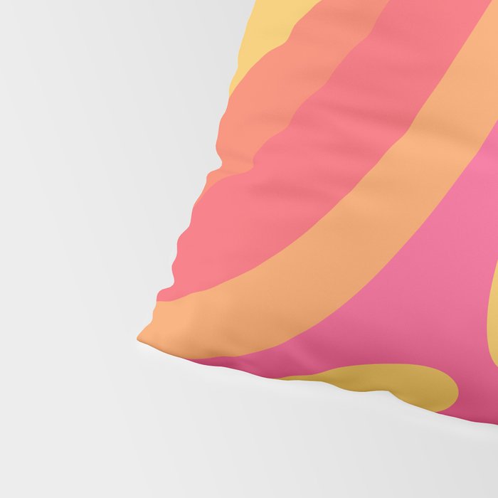 Wavy Loops Retro Abstract Pattern in Hot Pink Magenta Orange Mustard Pillow Sham Gallery Image 4