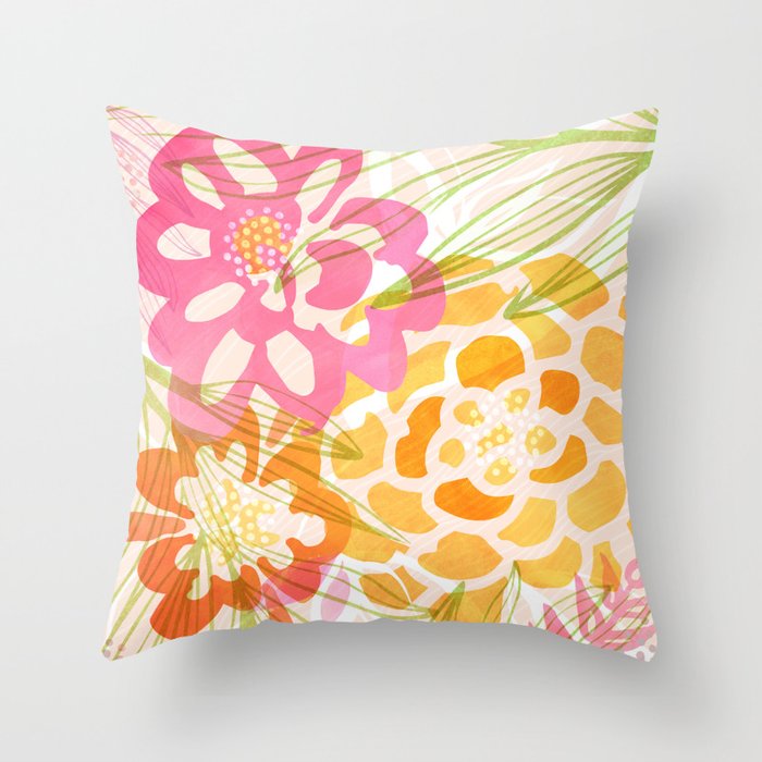 Bouquet of Love Floral Pattern Throw Pillow Gallery Image 1