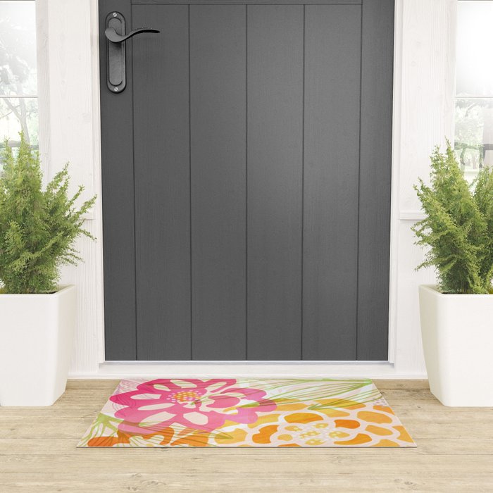 Bouquet of Love Floral Pattern Welcome Mat Gallery Image 3