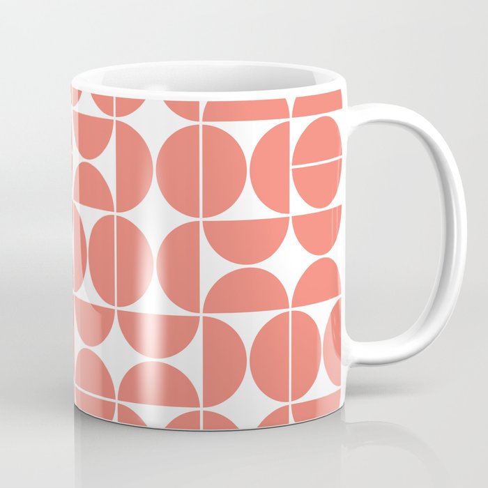 Mid Century Modern Geometric 04 Living Coral Coffee Mug Gallery Image 1
