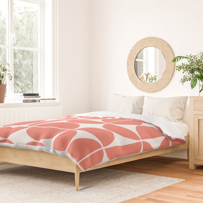 Mid Century Modern Geometric 04 Living Coral Duvet Cover Gallery Image 2