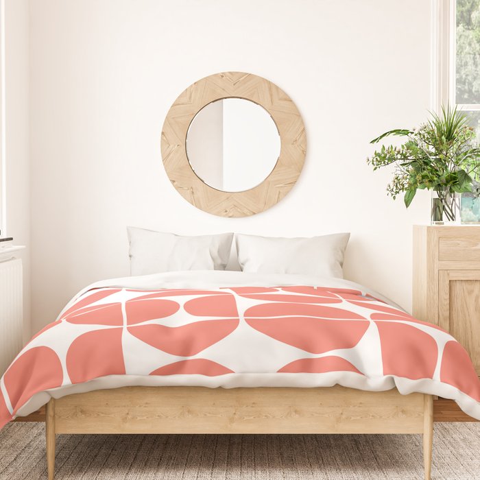 Mid Century Modern Geometric 04 Living Coral Duvet Cover Gallery Image 3