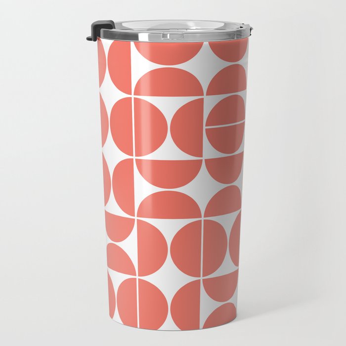 Mid Century Modern Geometric 04 Living Coral Travel Mug Gallery Image 3