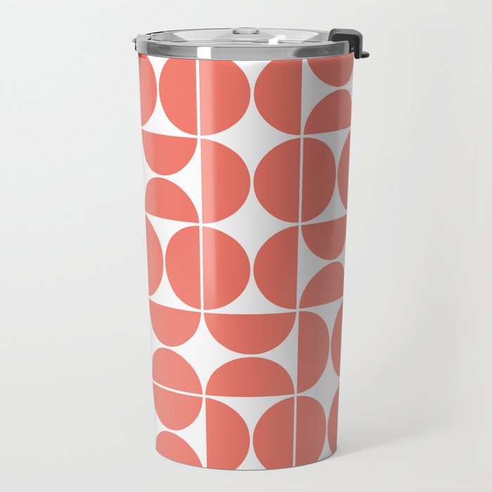 Mid Century Modern Geometric 04 Living Coral Travel Mug Gallery Image 2