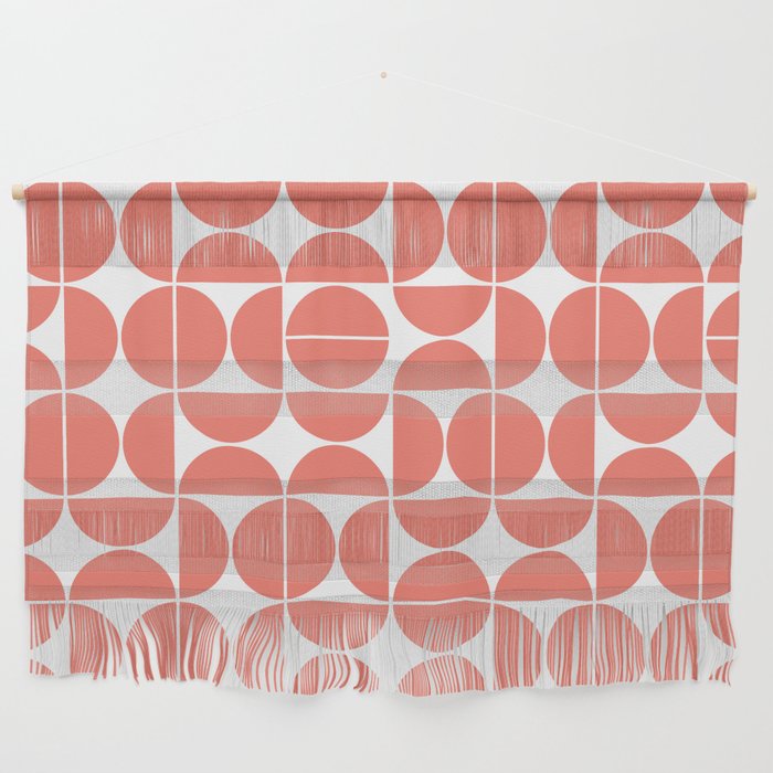 Mid Century Modern Geometric 04 Living Coral Wall Hanging Gallery Image 1
