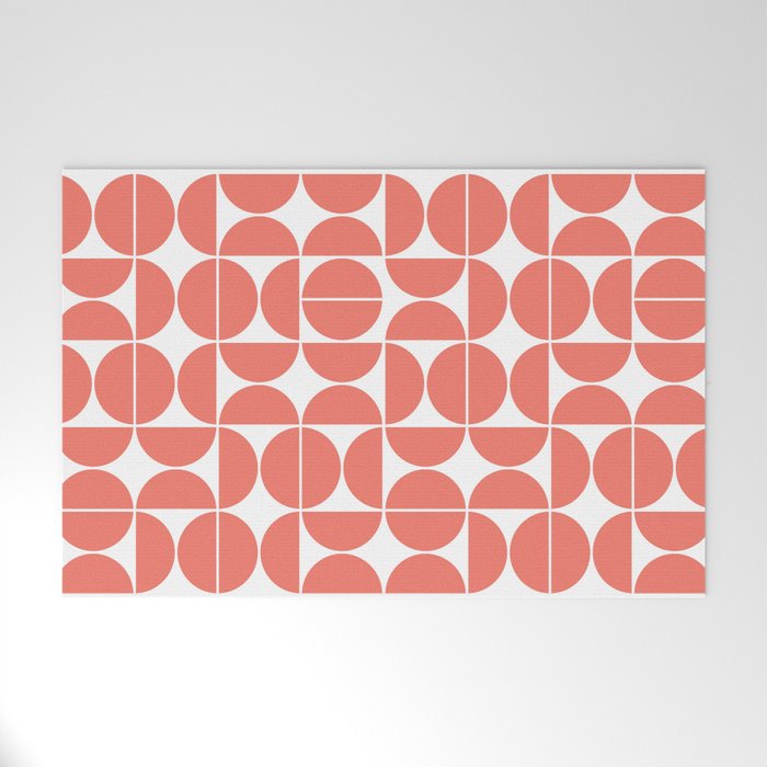 Mid Century Modern Geometric 04 Living Coral Welcome Mat Gallery Image 1