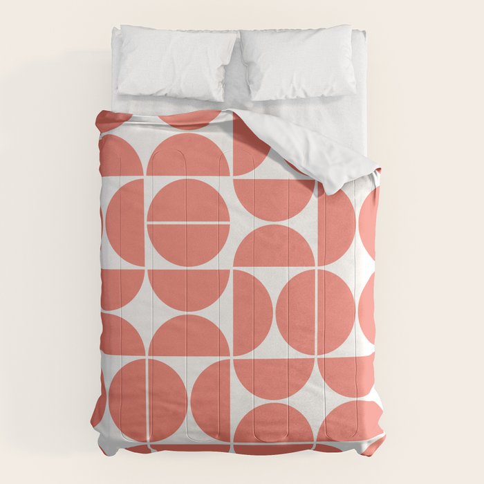 Mid Century Modern Geometric 04 Living Coral Comforter Gallery Image 6