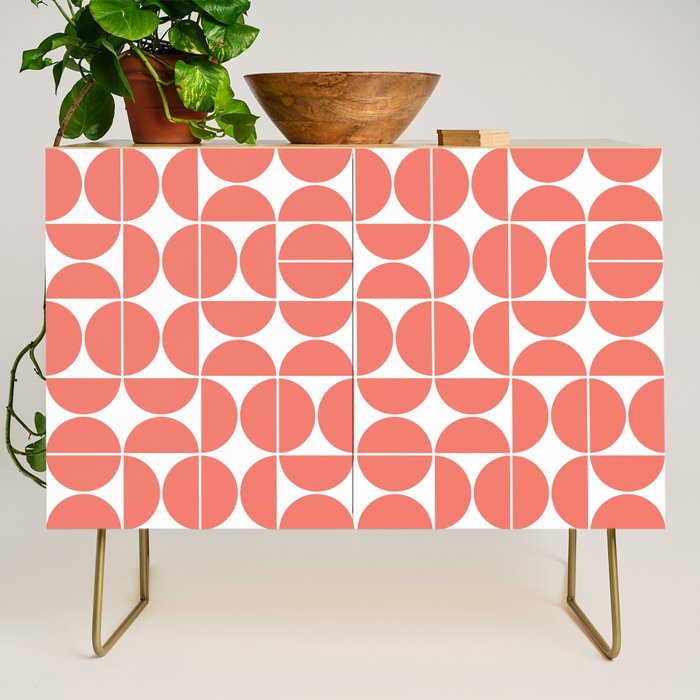 Mid Century Modern Geometric 04 Living Coral Credenza Gallery Image 1