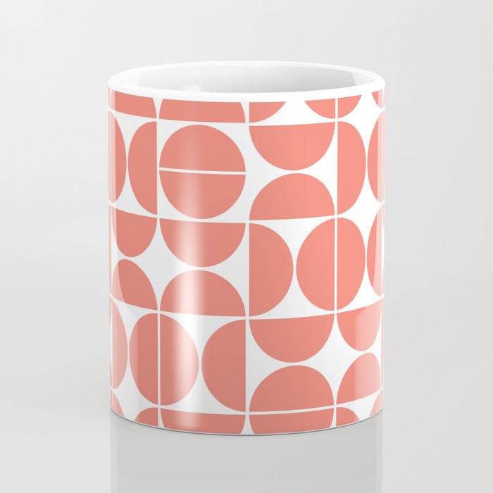 Mid Century Modern Geometric 04 Living Coral Coffee Mug Gallery Image 4