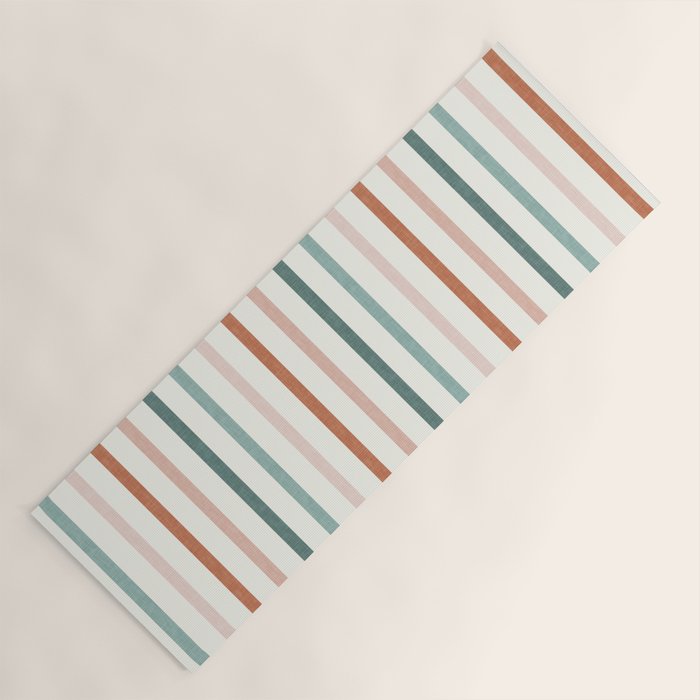 sunset stripes in terra cotta and jade Yoga Mat Gallery Image 1
