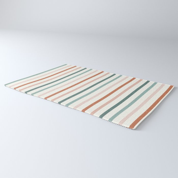 sunset stripes in terra cotta and jade Rug Gallery Image 3