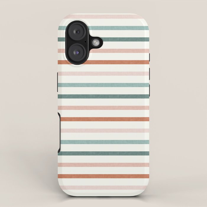 sunset stripes in terra cotta and jade iPhone Case Gallery Image 1