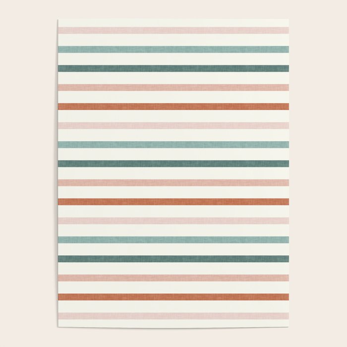 sunset stripes in terra cotta and jade Poster Gallery Image 4