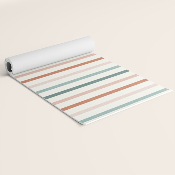 sunset stripes in terra cotta and jade Yoga Mat Gallery Image 2