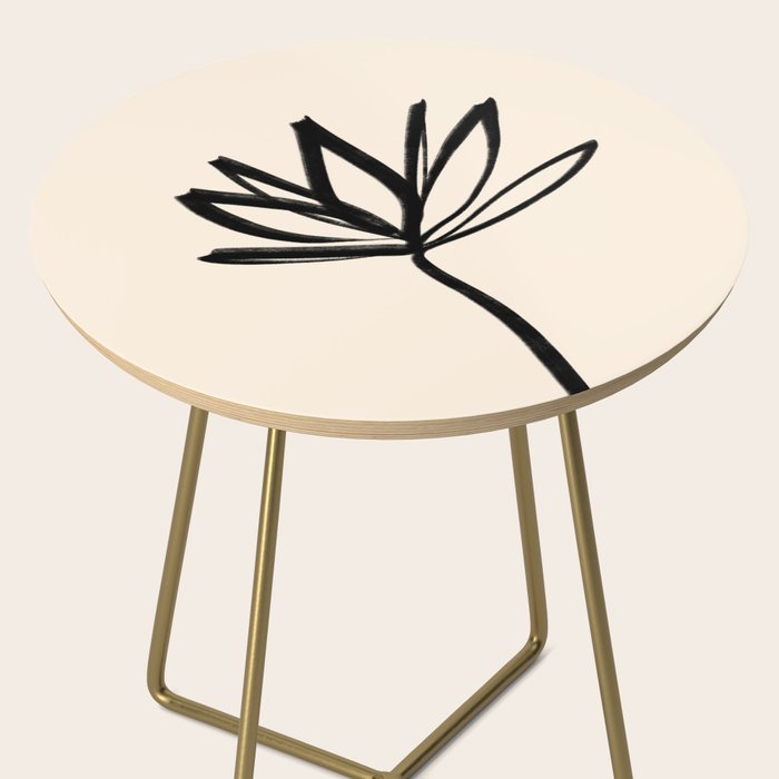 Minimalist Flower Black and Almond Cream Side Table Gallery Image 2