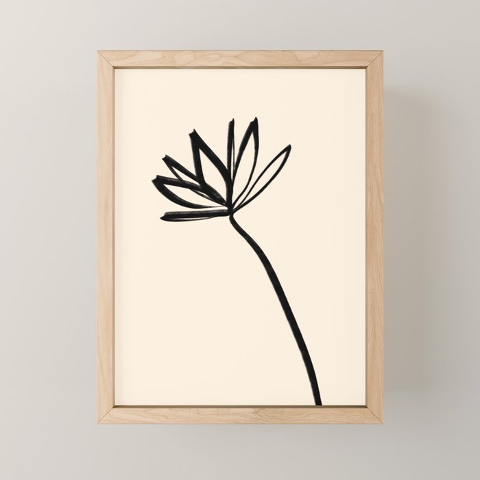 Minimalist Flower Black and Almond Cream Mini Art Print Gallery Image 1