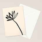Minimalist Flower Black and Almond Cream Stationery Card Gallery Image 2