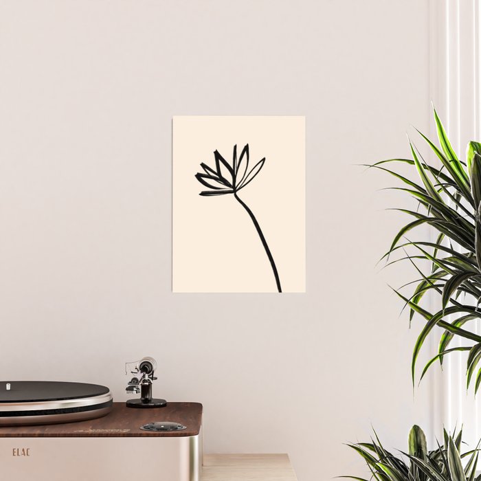 Minimalist Flower Black and Almond Cream Poster Gallery Image 2