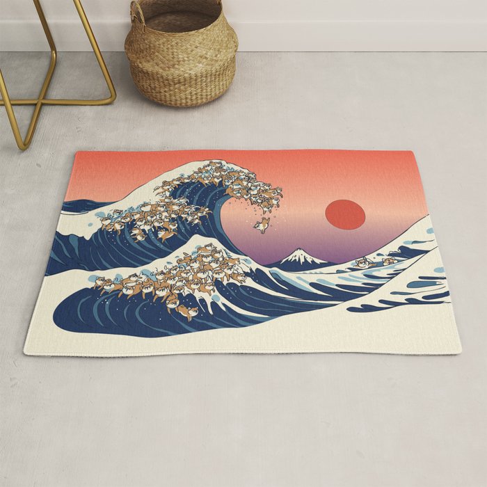 The Great Wave of Shiba Inu Rug Gallery Image 1