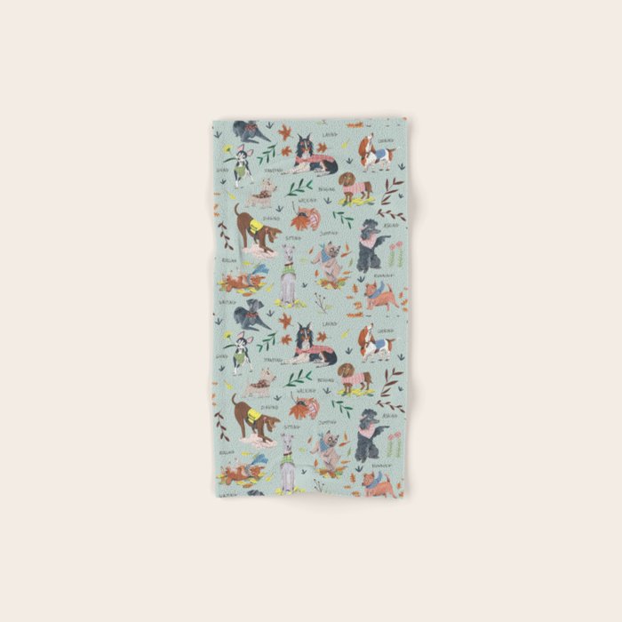 Dog lover person cute dogs breed pattern Bath Towel Gallery Image 1