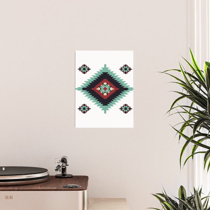 Southwest Santa Fe Geometric Tribal Indian Pattern Poster Gallery Image 2