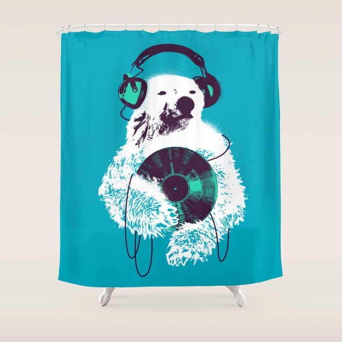 Record Bear Shower Curtain Gallery Image 1