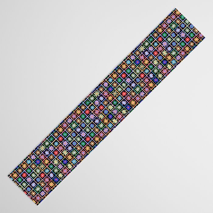 Checkered Flowers in Black  Table Runner Gallery Image 3