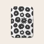 Black and white retro flower art pattern Bath Mat Gallery Image 1