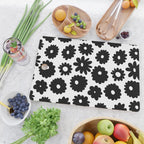 Black and white retro flower art pattern Cutting Board Gallery Image 2