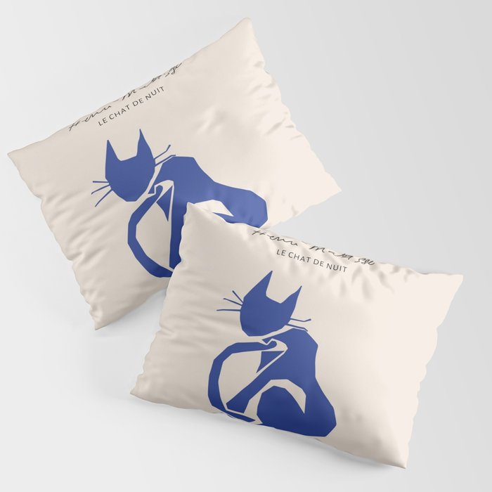 Henri Matisse 'The Night Cat' Blue Feline Abstract Figure Art Pillow Sham Gallery Image 1