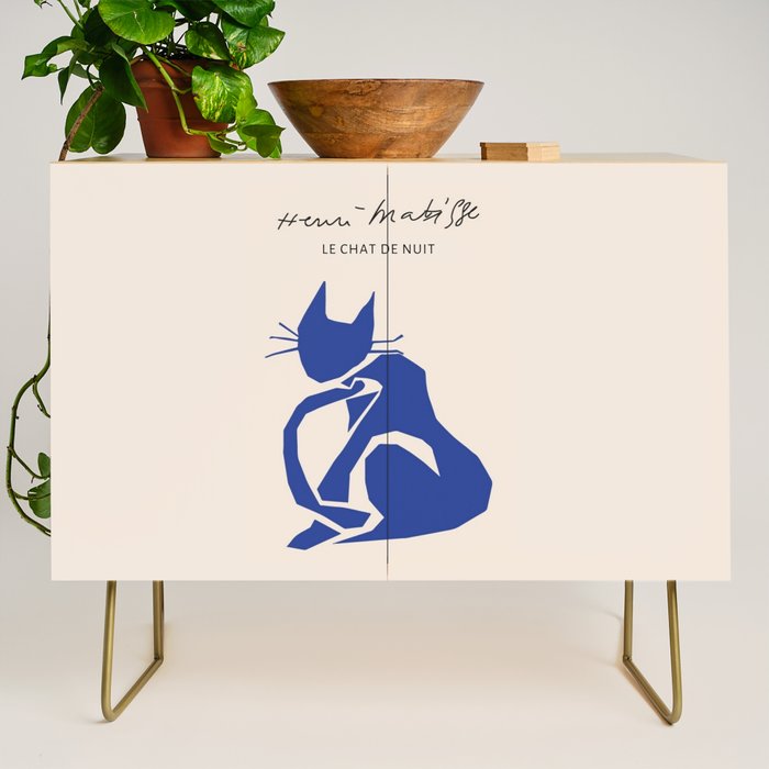 Henri Matisse 'The Night Cat' Blue Feline Abstract Figure Art Credenza Gallery Image 1