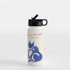 Henri Matisse 'The Night Cat' Blue Feline Abstract Figure Art Water Bottle Gallery Image 1
