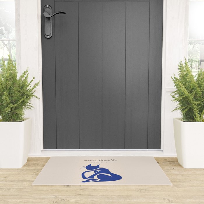Henri Matisse 'The Night Cat' Blue Feline Abstract Figure Art Welcome Mat Gallery Image 3