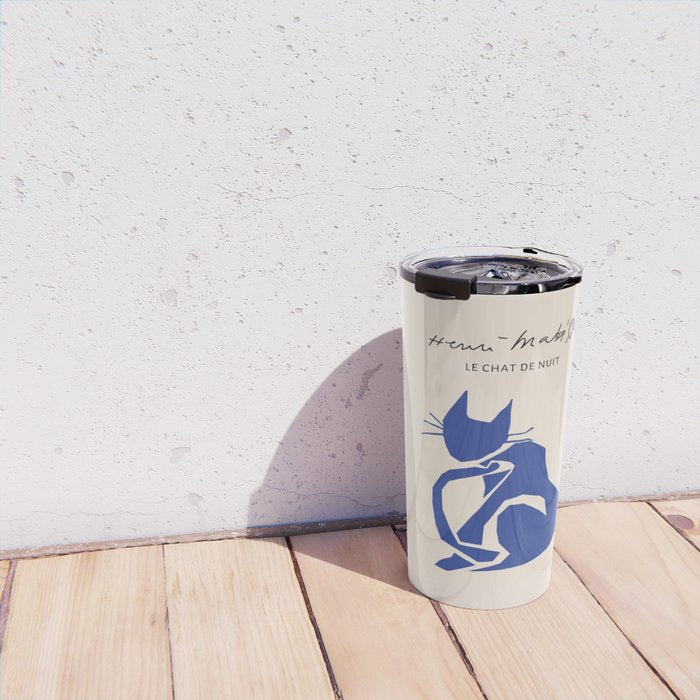Henri Matisse 'The Night Cat' Blue Feline Abstract Figure Art Travel Mug Gallery Image 4