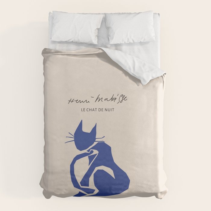 Henri Matisse 'The Night Cat' Blue Feline Abstract Figure Art Duvet Cover Gallery Image 1